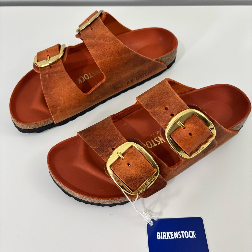 Birkenstock Leather Gold Buckle Sandals Sz 37